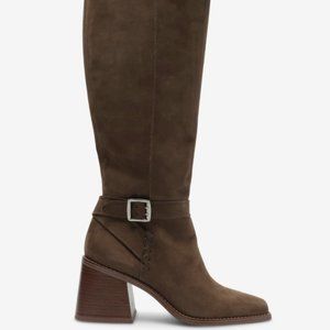 NEW Vince Camuto Seshlyan Mink Suede Nubuck Wide Calf Boots